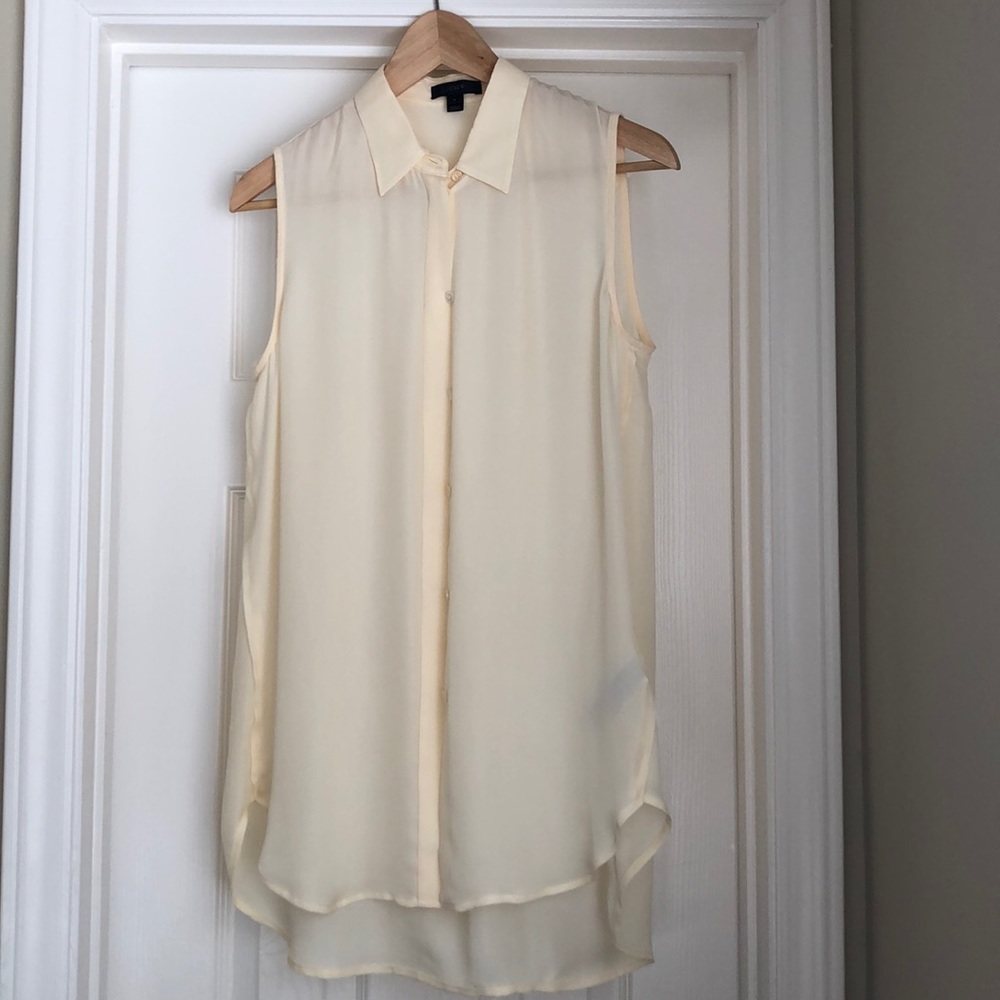 J Crew Silk button down sleeveless top